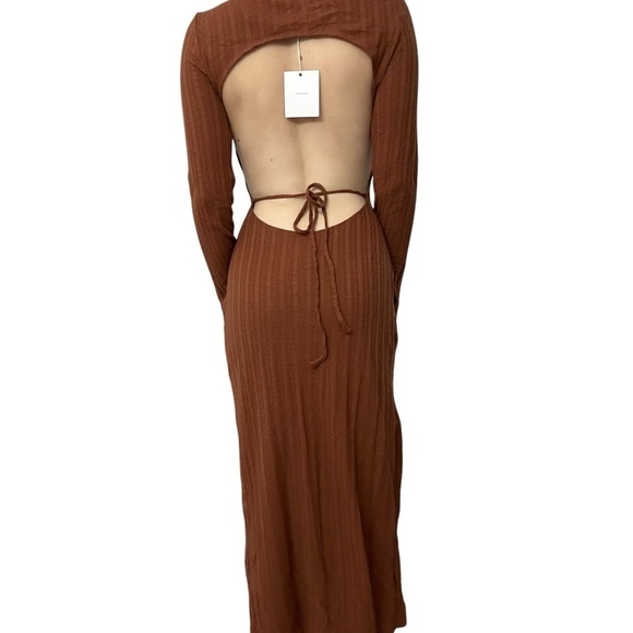 L’Academie Sweater Dress Knit Bodycon Open Back Ribbed Cut Out Size Medium New - Picture 3 of 9